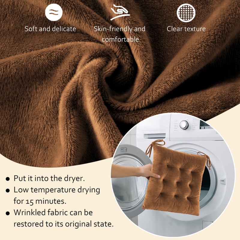 ELFJOY Rocking Chair Cushion Large Rocking Chair Pads with Ties Premium Tufted High Back and Seat Cushion 2 Piece Set Brown - Image 4